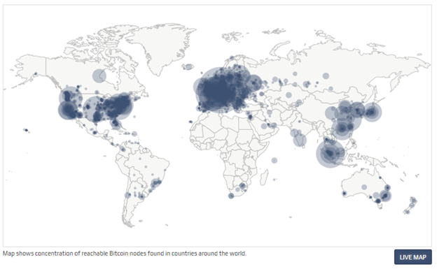 Bitcoin node map